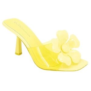 BCBGeneration Dress Heels Shoes Women's 10M Remani Lemon Yellow Flower Slip on